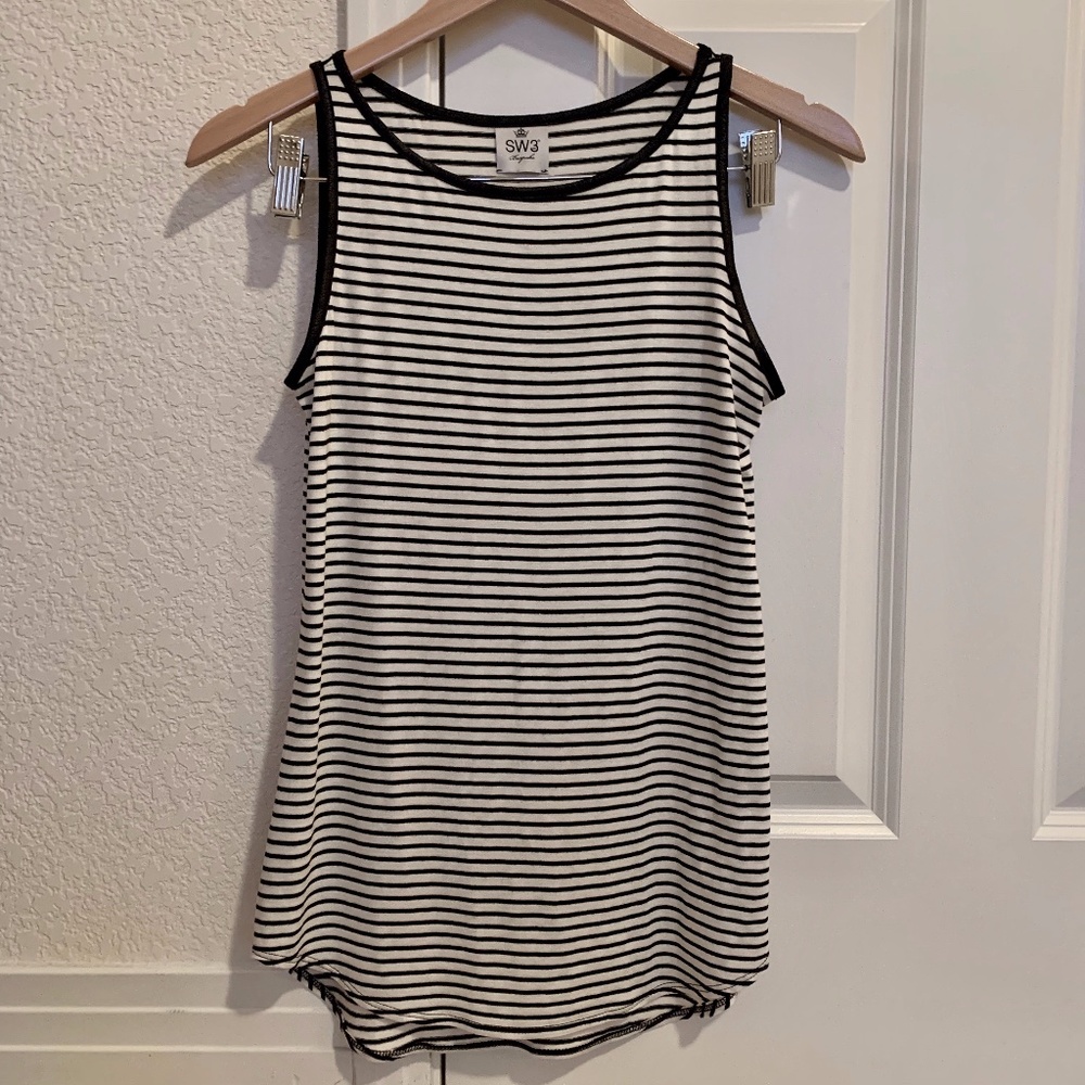 SW3 Bespoke Black andWhite Striped Tank Top, XS